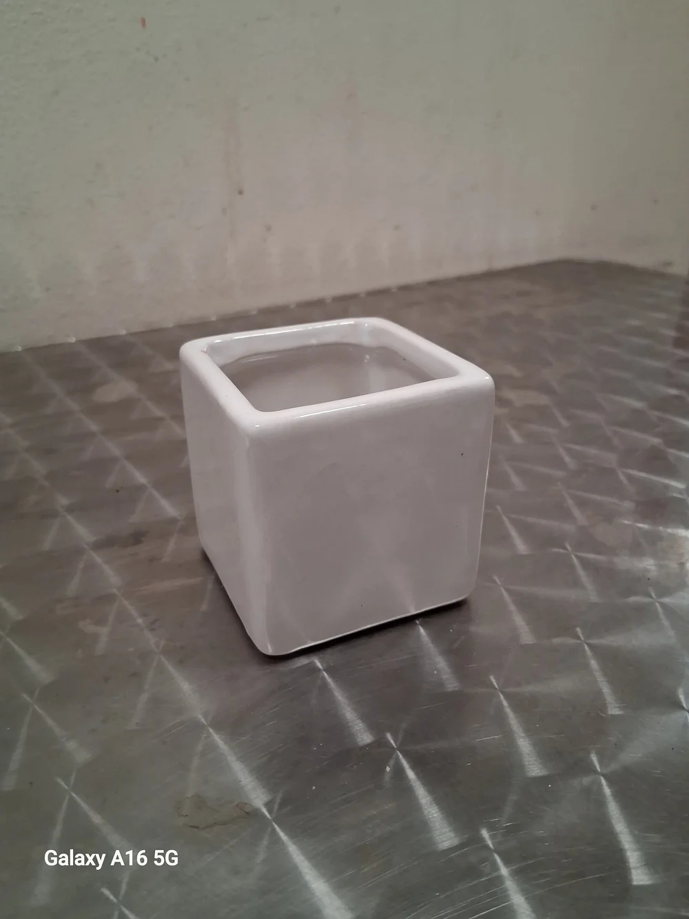 White Ceramic Square Planter Pot - Minimal Home Art